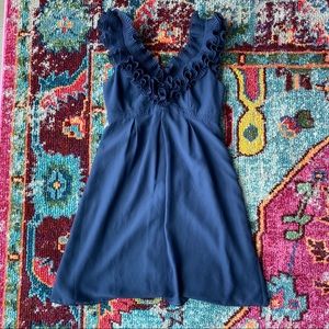 Lilly Pulitzer Navy Dress w Ruffle Cap Sleeve